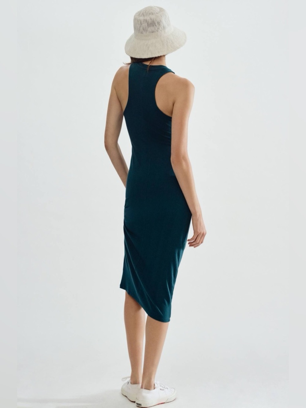 New! Daily Practice by Anthropologie Slim Racer Dress in Blue Green -Size Medium - Picture 4 of 11